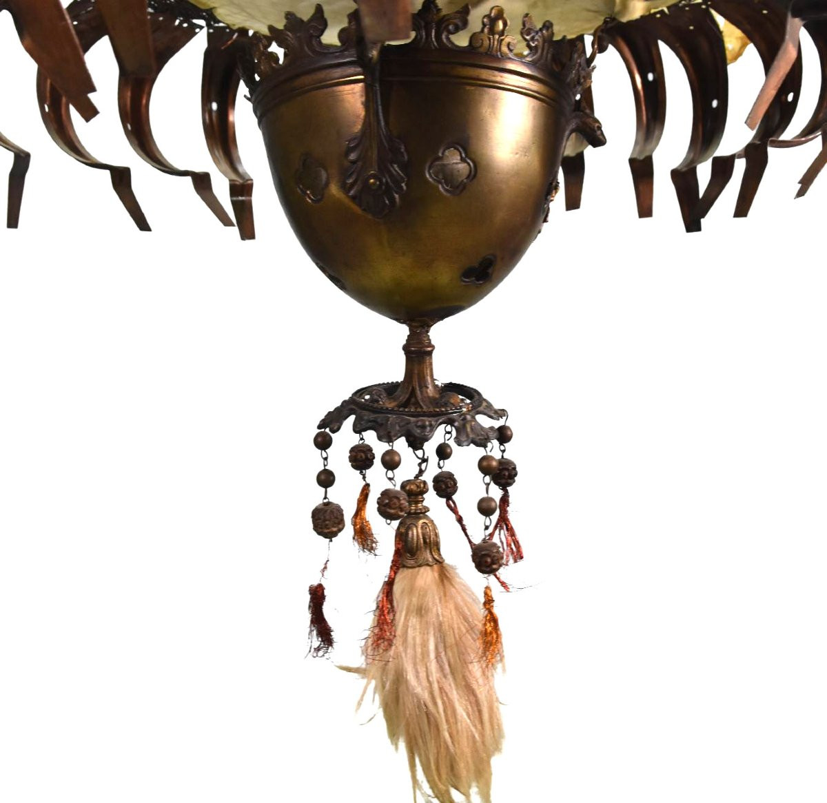 Lustre sculpture tribal maker Michel Haillard peau et grillages-photo-4