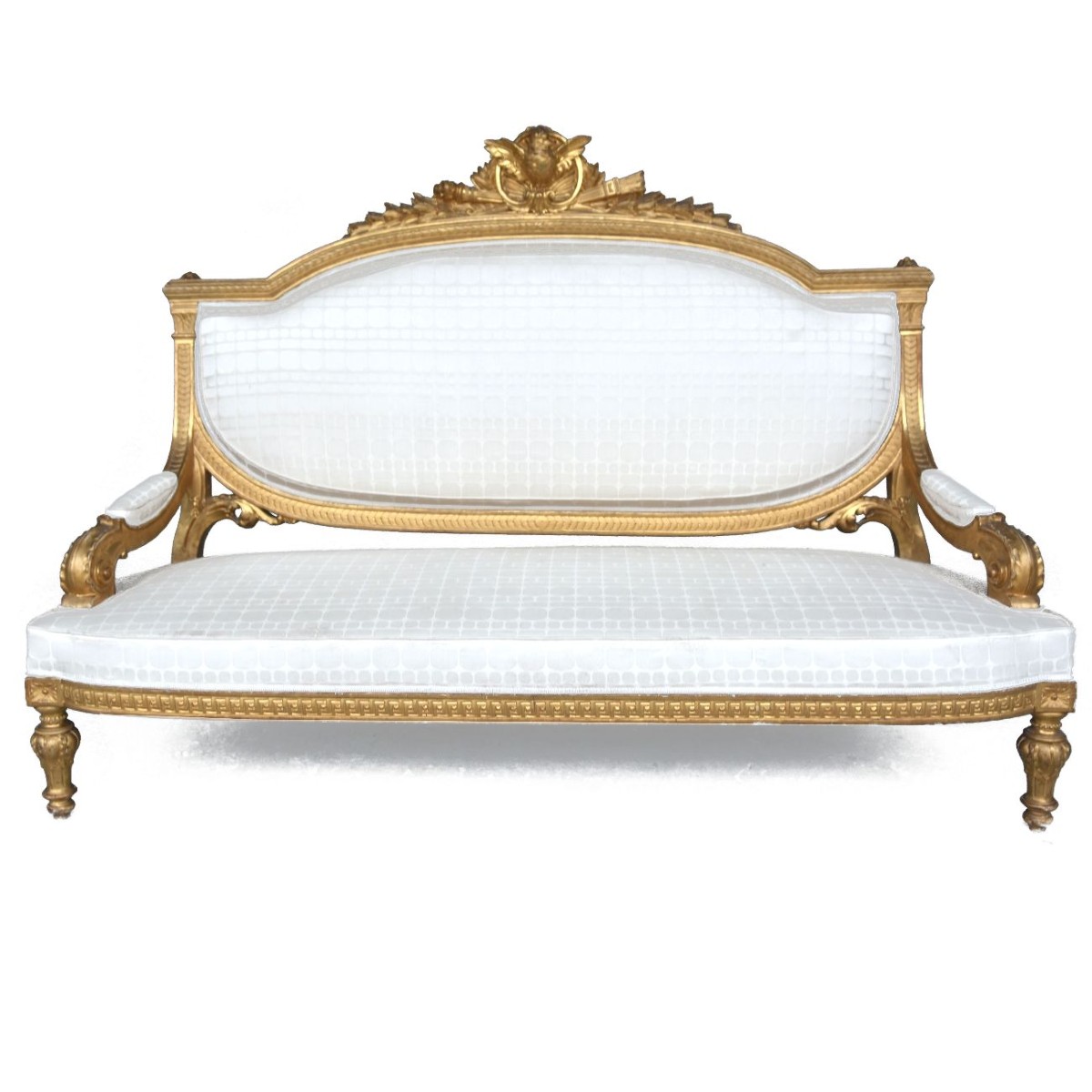 Banquette basse en bois doré de style Louis XVI époque Napoléon III