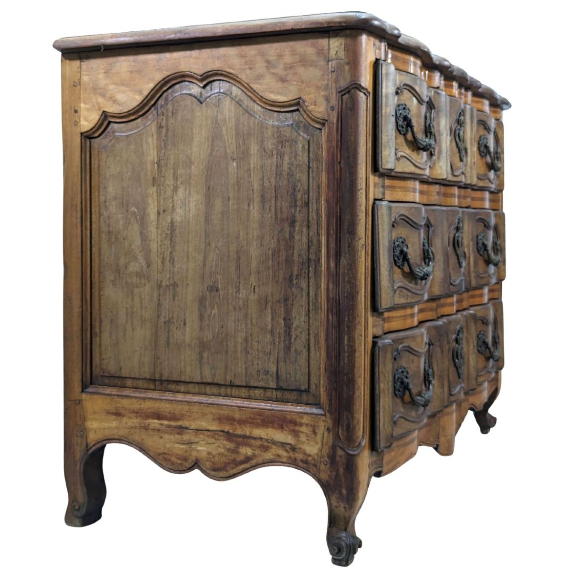 Commode arbalète galbée noyer époque XVIIIème-photo-4