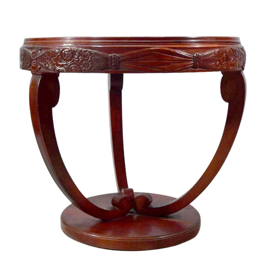 Mahogany Pedestal Table By Paul Follot