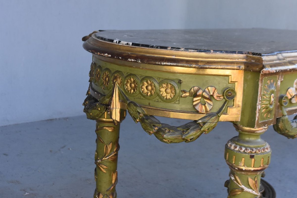 19th Century Green And Gold Lacquered Side Table-photo-3