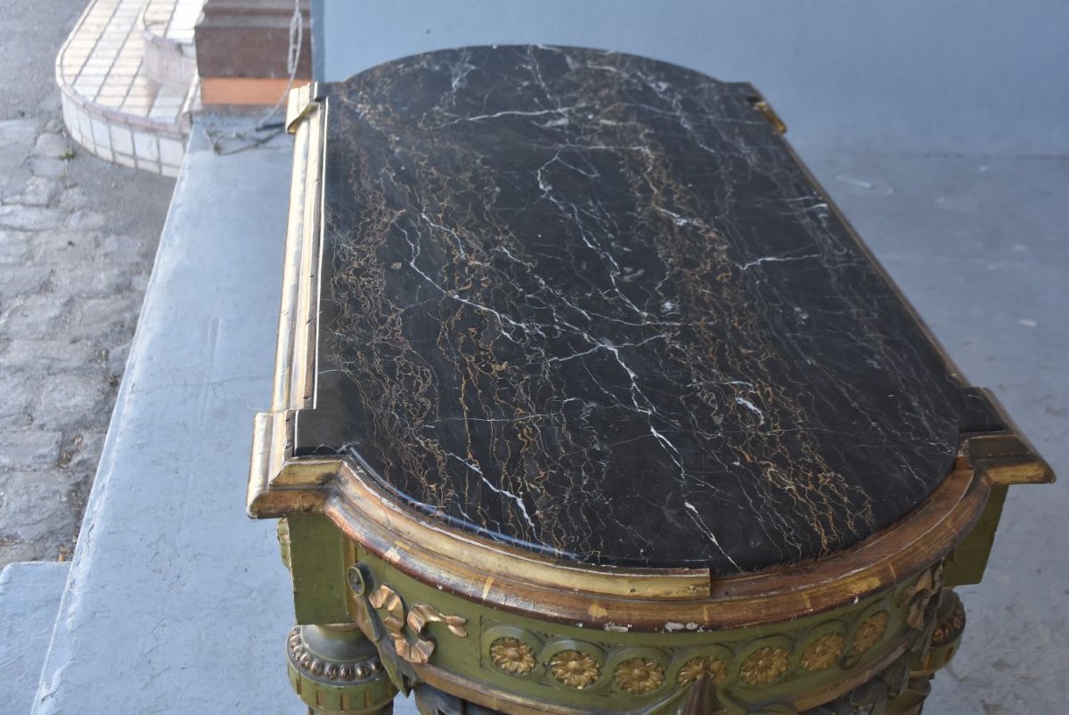 19th Century Green And Gold Lacquered Side Table-photo-4