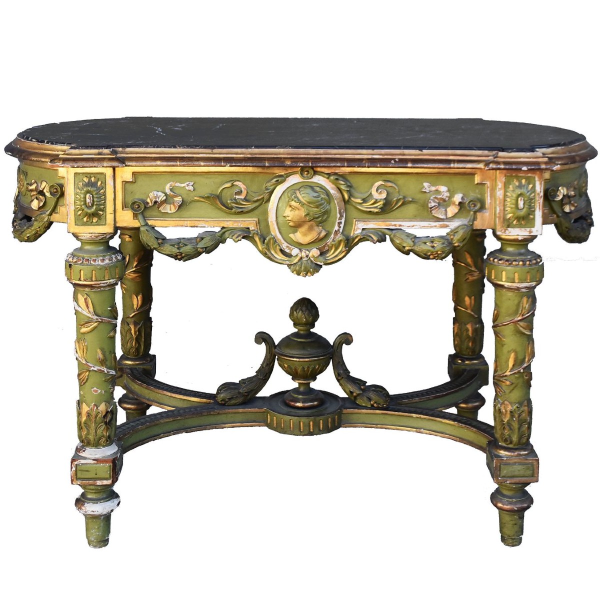 19th Century Green And Gold Lacquered Side Table