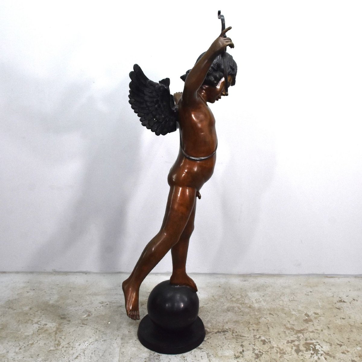 Bronze Cherub Putto, Height 1m48, Signed Perelli-photo-3