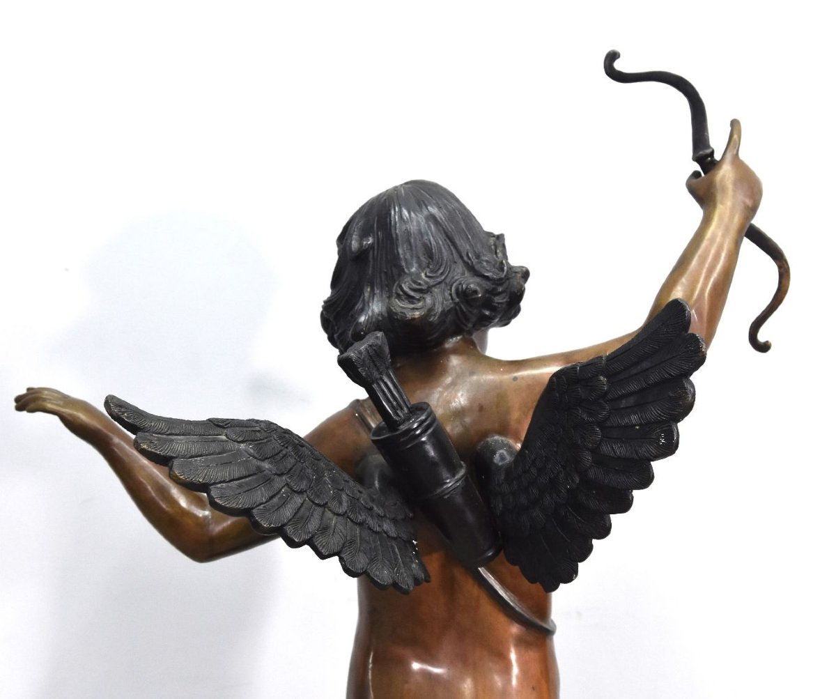 Bronze Cherub Putto, Height 1m48, Signed Perelli-photo-5
