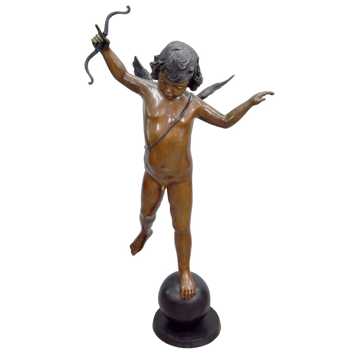 Bronze Cherub Putto, Height 1m48, Signed Perelli