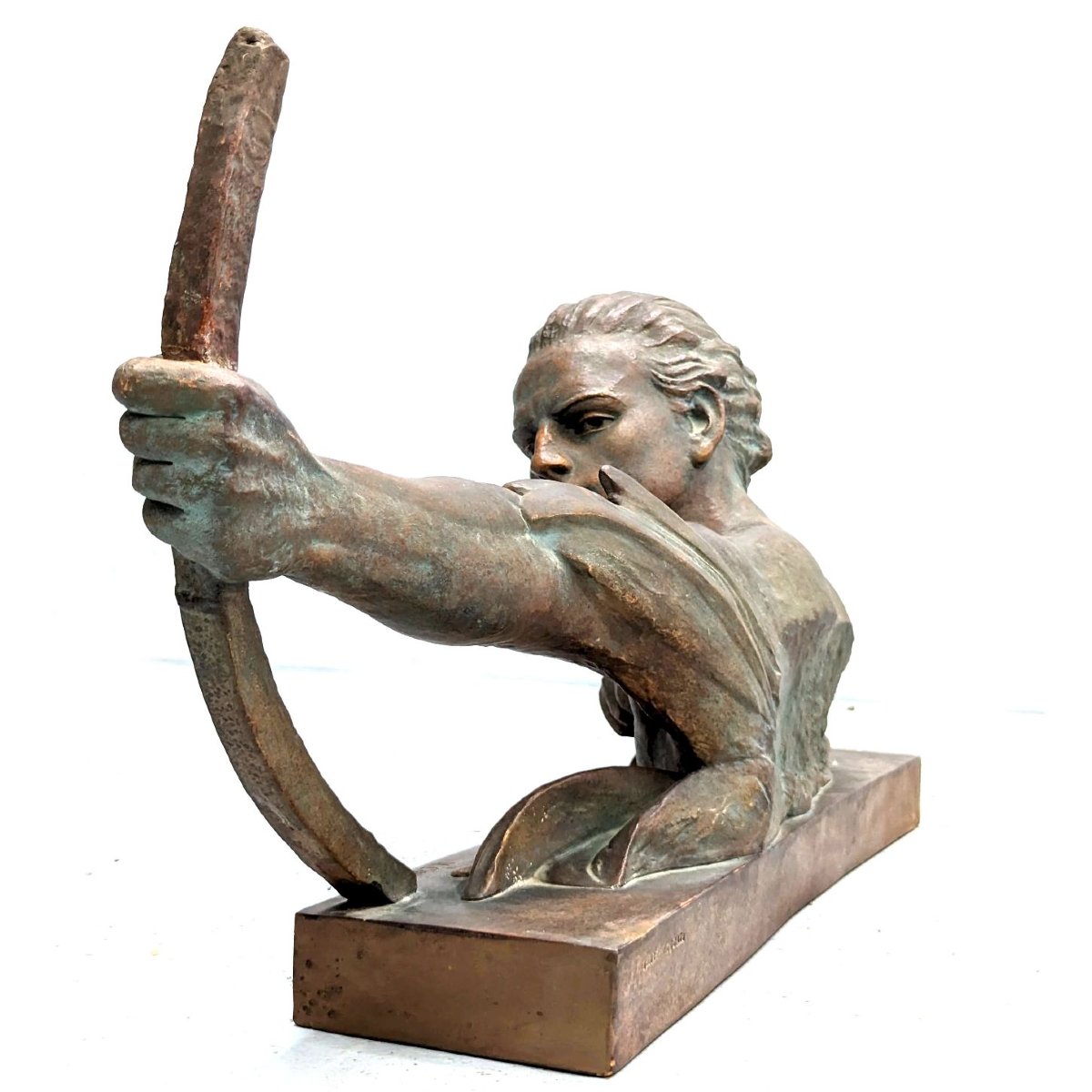 Homme à l'arc terre cuite italienne Cipriani Art déco-photo-4