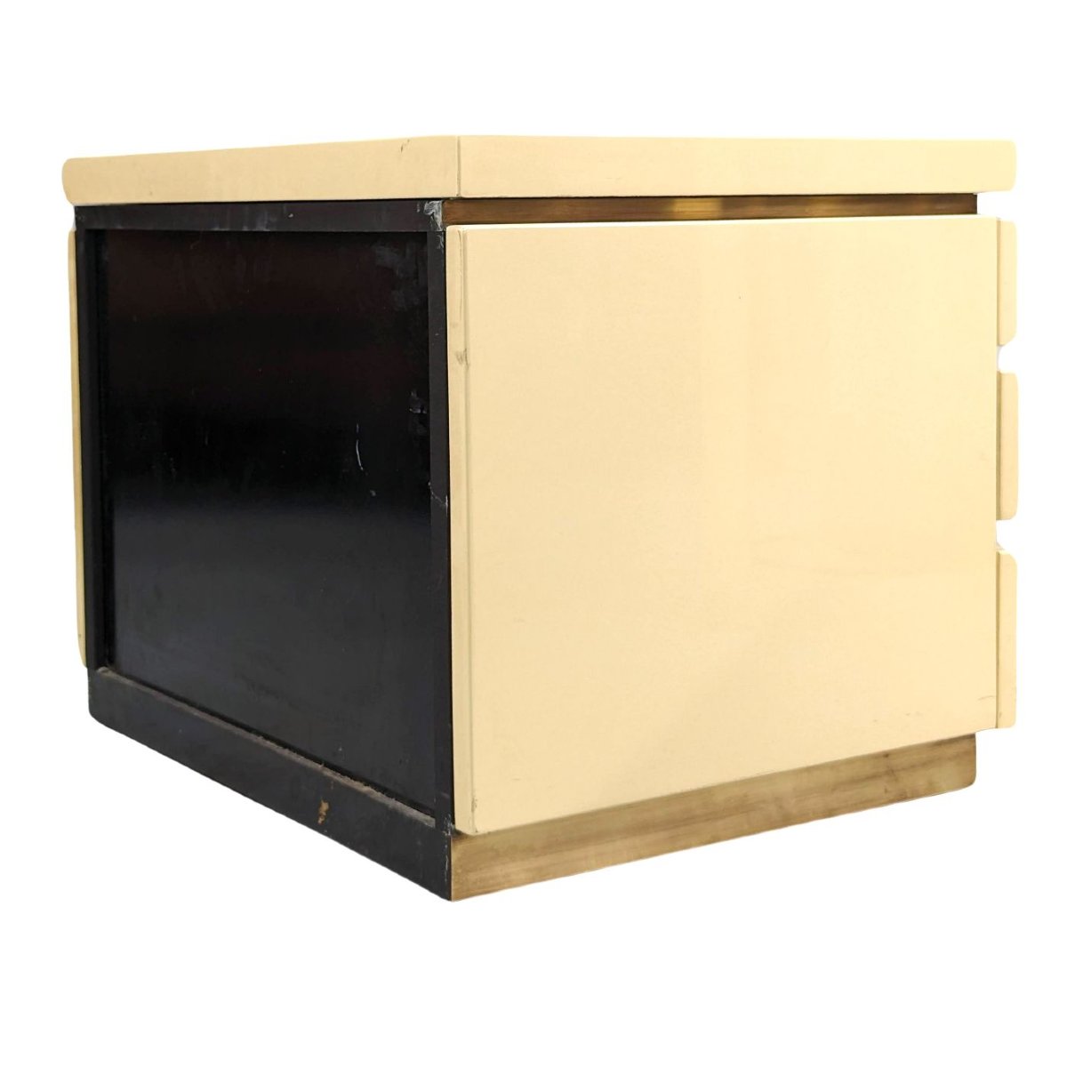 Pair Of Small 3-drawer Cream Lacquered Chests Of Drawers From The 80s By Jean Claude Mahey-photo-3