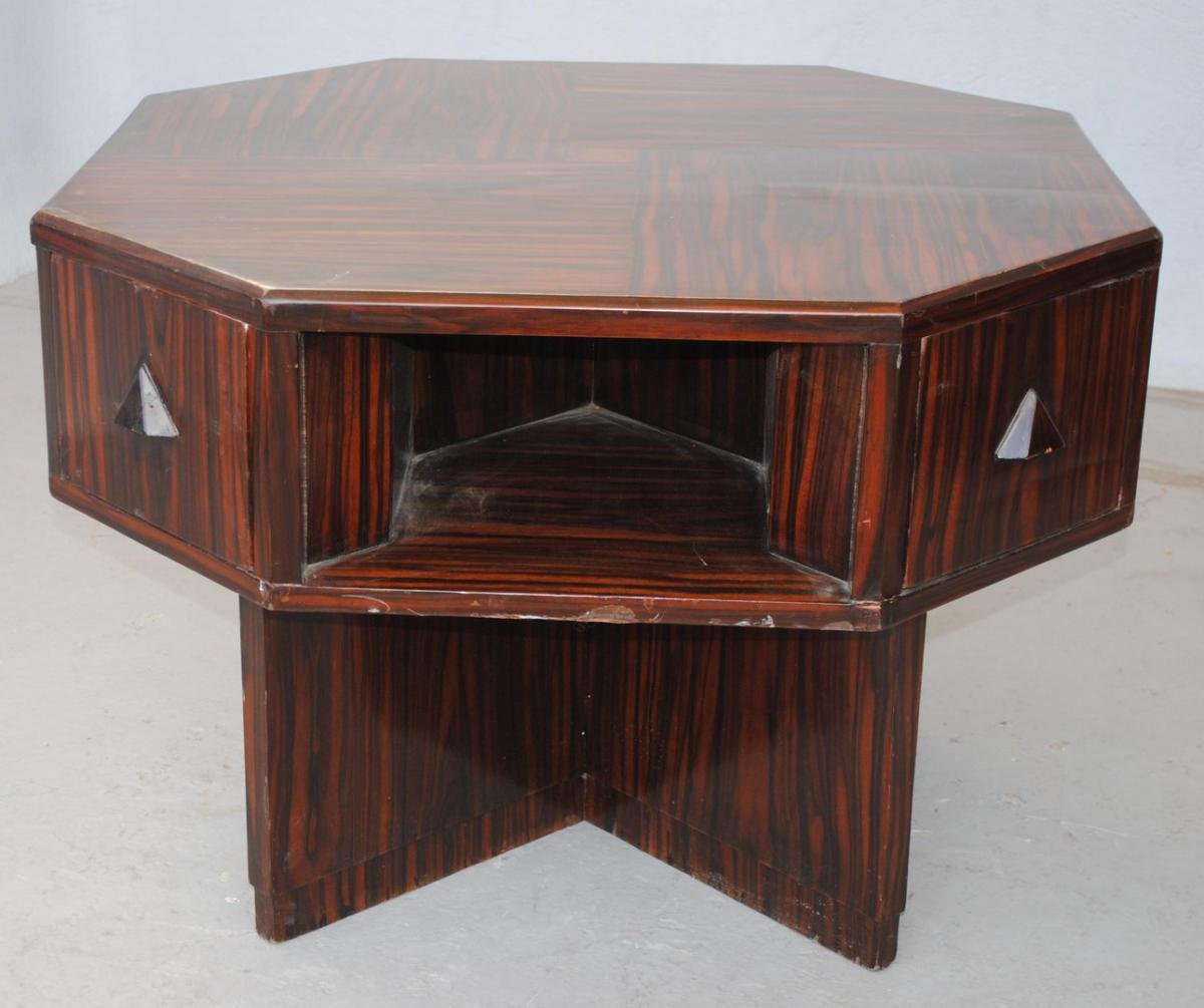 1930's Art Deco Coffee Table In Macassar-photo-3