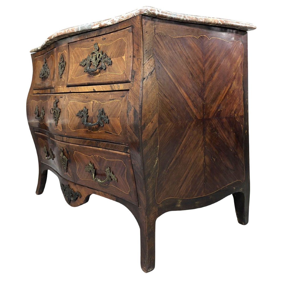 Rosewood Chest Of Drawers With Marble Top 18th Century-photo-3