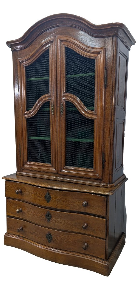 Louis XIV Oak Two-body Sideboard With Gendarme Hat From The 18th Century-photo-2