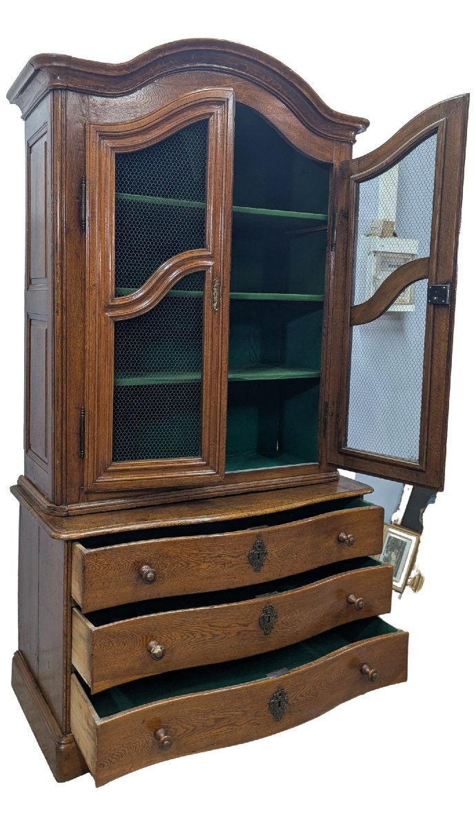Louis XIV Oak Two-body Sideboard With Gendarme Hat From The 18th Century-photo-3