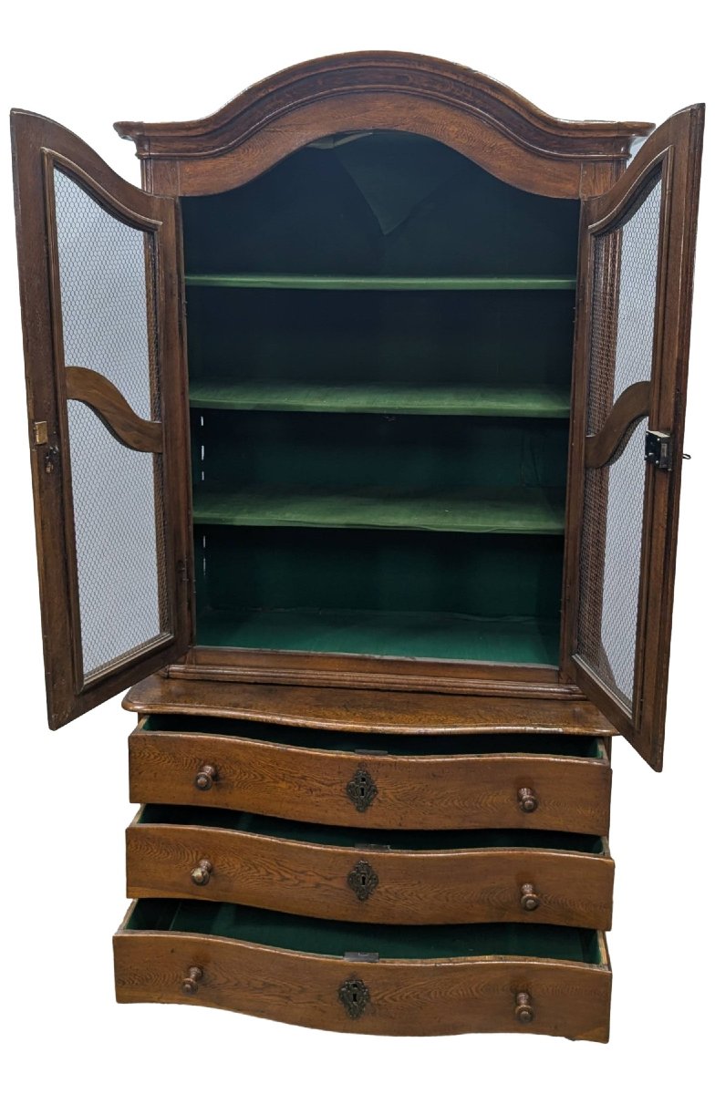 Louis XIV Oak Two-body Sideboard With Gendarme Hat From The 18th Century-photo-6