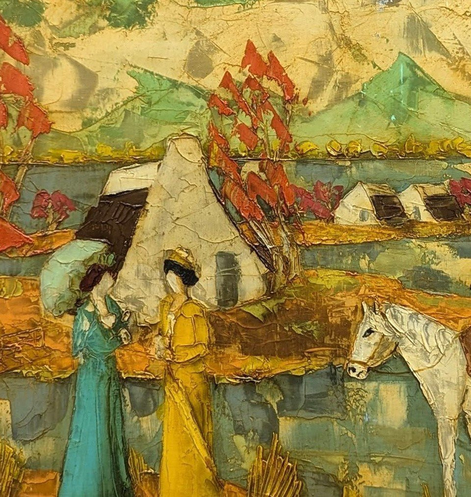 Huile sur toile signé d'Orcino paysage de Camargue époque 20ème-photo-4
