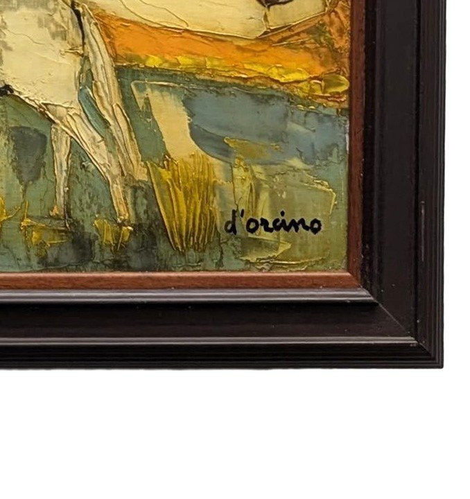 Huile sur toile signé d'Orcino paysage de Camargue époque 20ème-photo-2