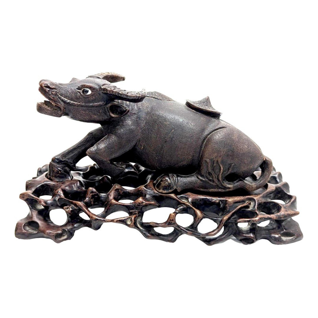 Pair Of Indochinese Cows, 19th Century-photo-1