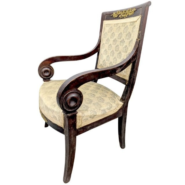 Paire de fauteuils Empire en acajou et bronzes dorés, circa 1810-photo-3
