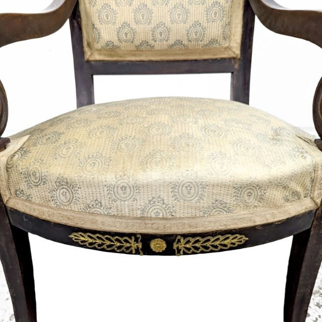 Paire de fauteuils Empire en acajou et bronzes dorés, circa 1810-photo-3
