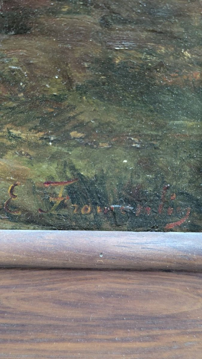 Huile sur panneau orientaliste fantasia cavaliers bédouins signé E. Fromentin-photo-1