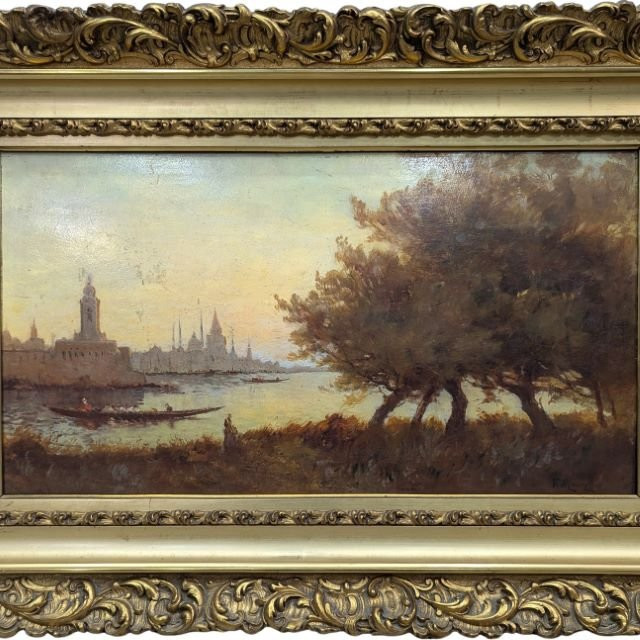 Huile sur panneau Vue du Bosphore par François Maury-photo-3
