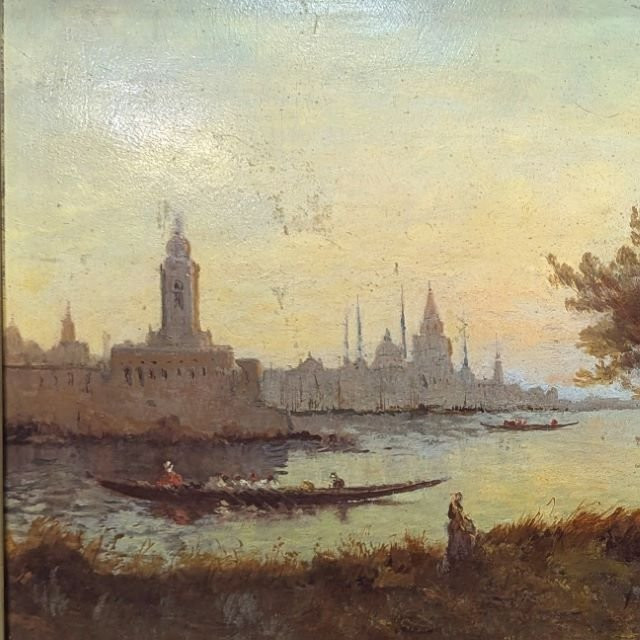 Huile sur panneau Vue du Bosphore par François Maury-photo-4