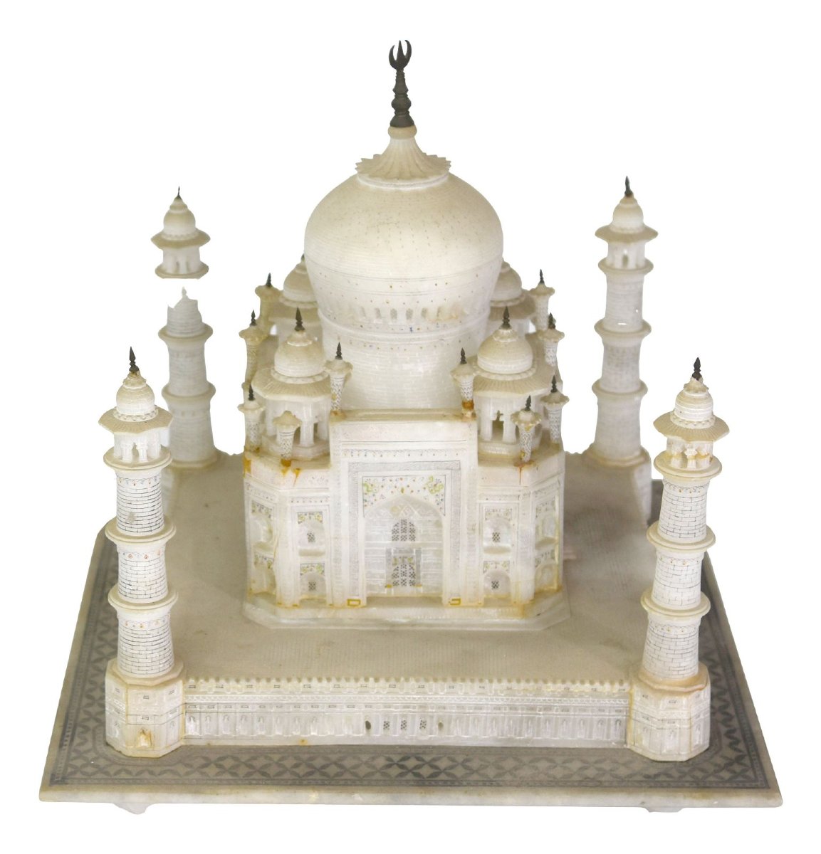 Sculpture du Taj Mahal en albâtre et bronze-photo-2