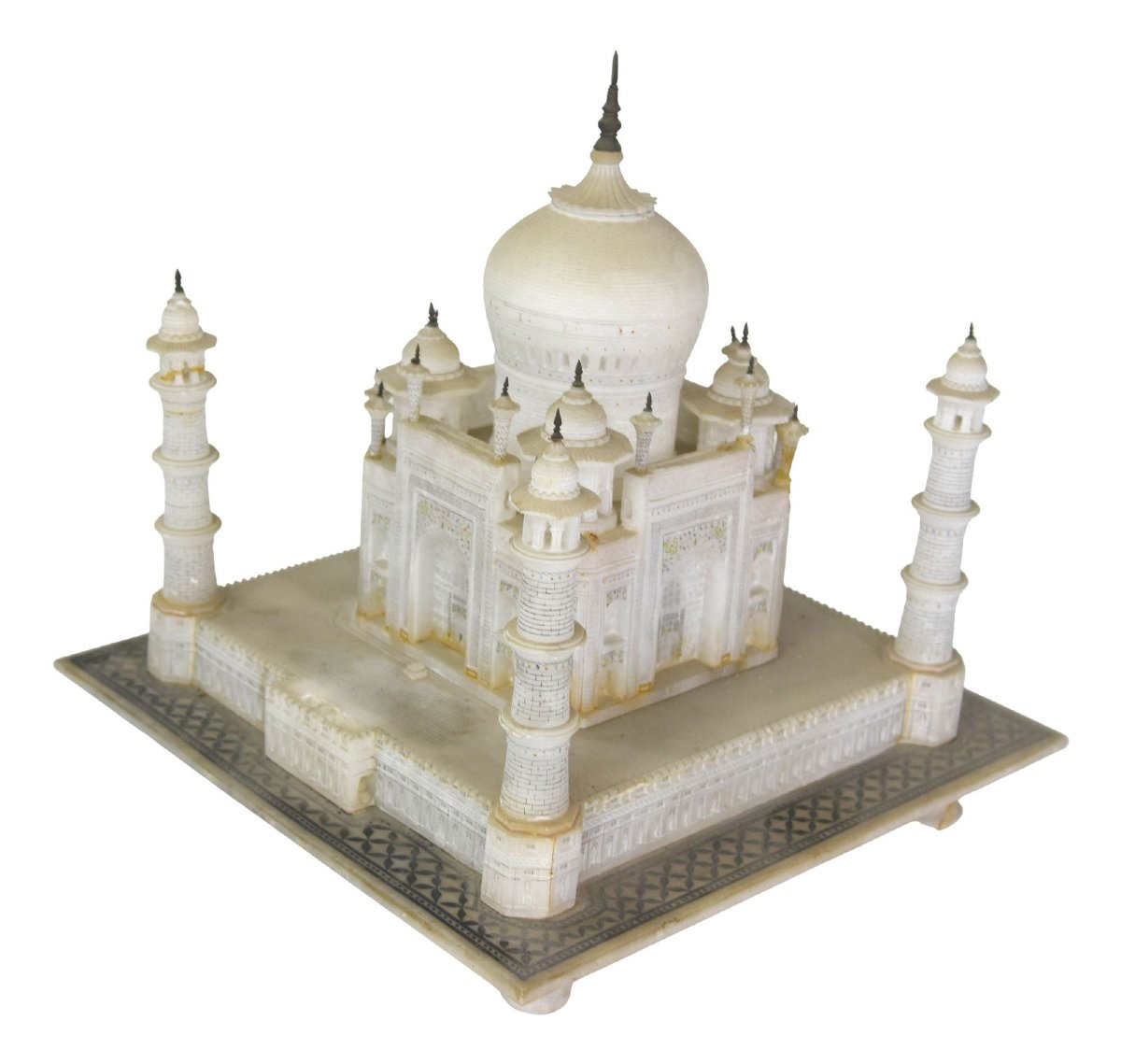 Sculpture du Taj Mahal en albâtre et bronze-photo-3