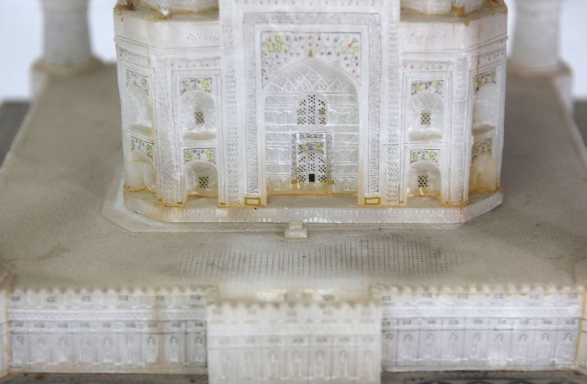 Sculpture du Taj Mahal en albâtre et bronze-photo-2