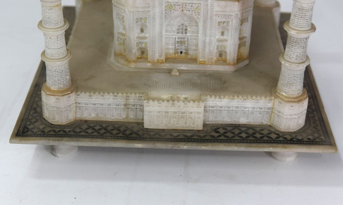 Sculpture du Taj Mahal en albâtre et bronze-photo-4