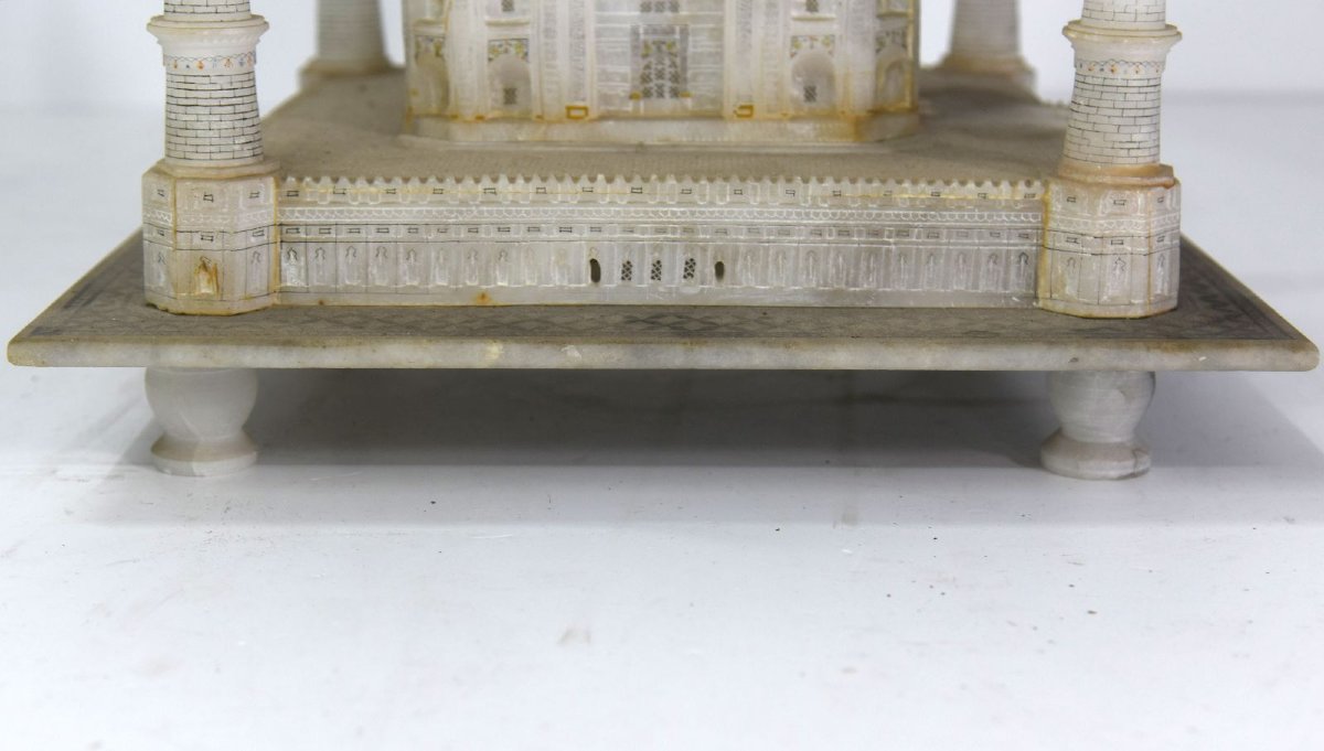 Sculpture du Taj Mahal en albâtre et bronze-photo-5