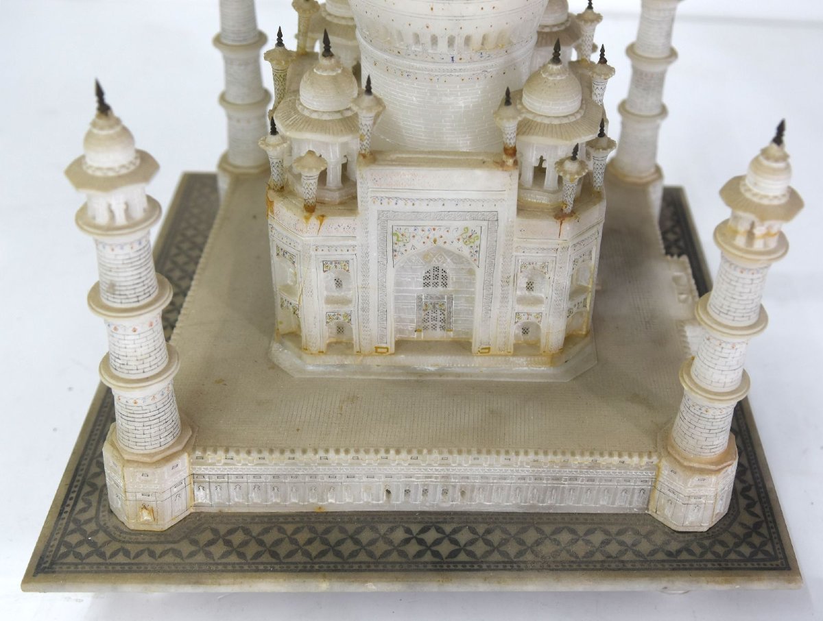 Sculpture du Taj Mahal en albâtre et bronze-photo-7