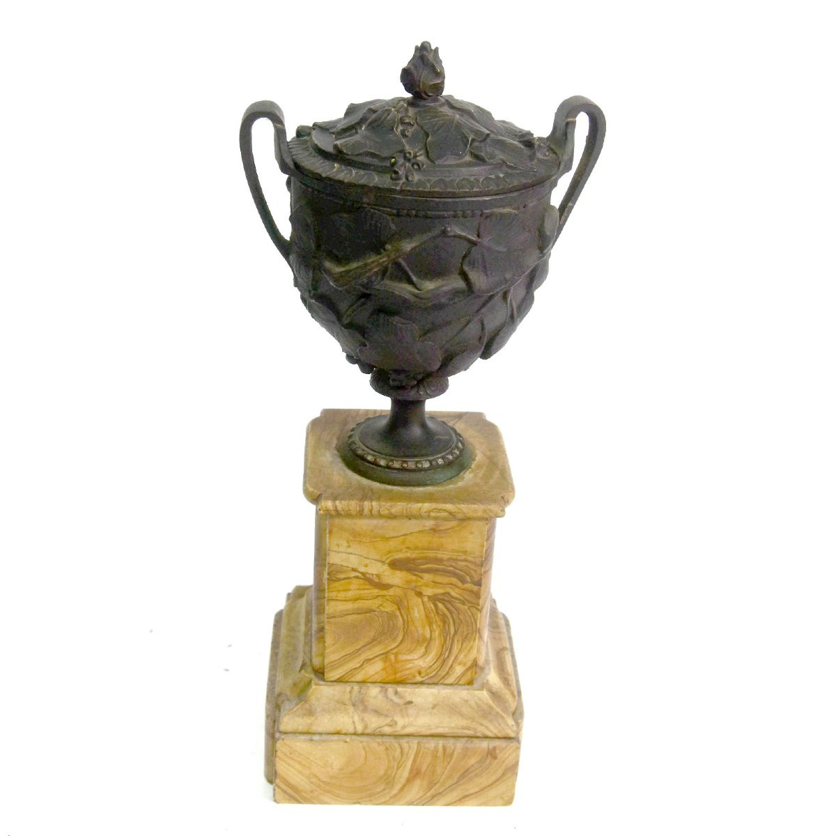 Bronze Cassolette With Foliage, 19th Century (pair)-photo-2