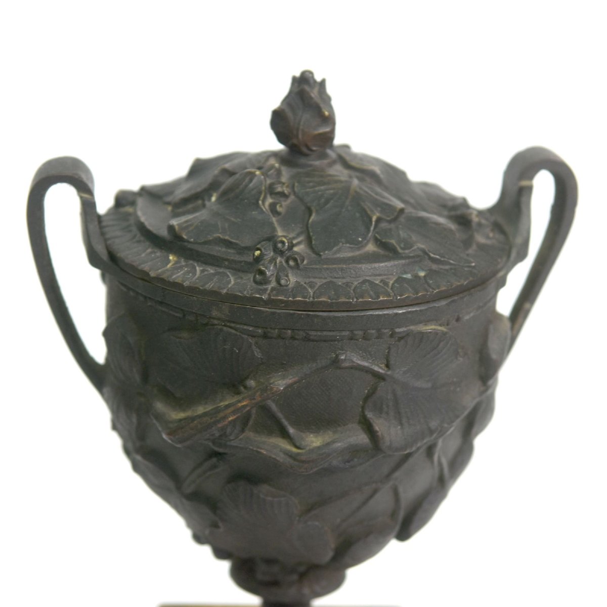Bronze Cassolette With Foliage, 19th Century (pair)-photo-1