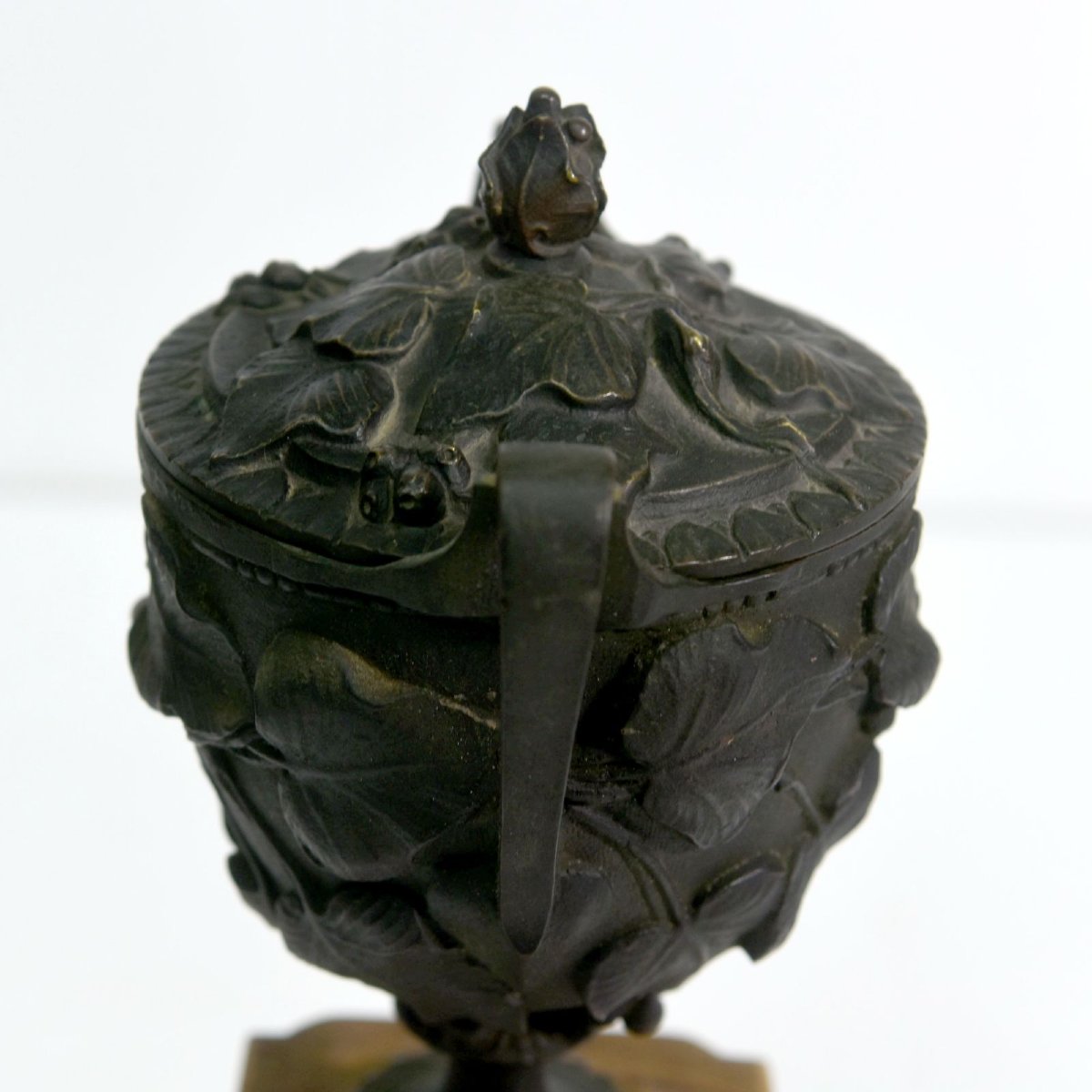 Bronze Cassolette With Foliage, 19th Century (pair)-photo-5