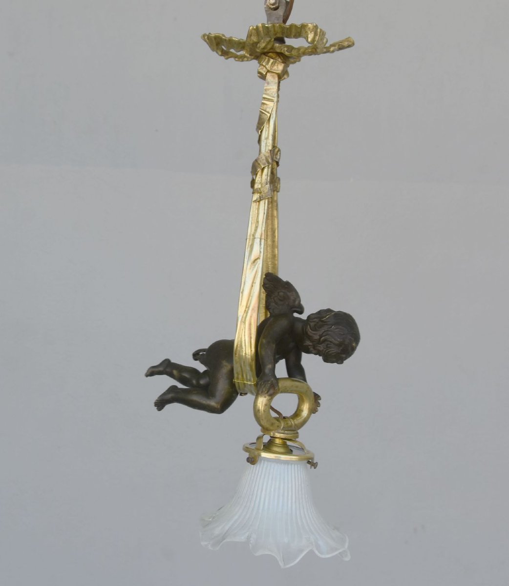 Gilded Bronze Baby Chandelier Napoleon III 19th Century-photo-4