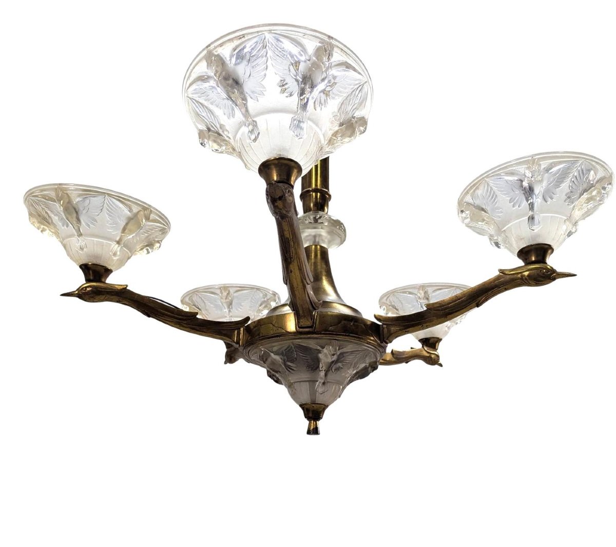 Boris Lacroix Art Deco Molded Glass Chandelier-photo-1