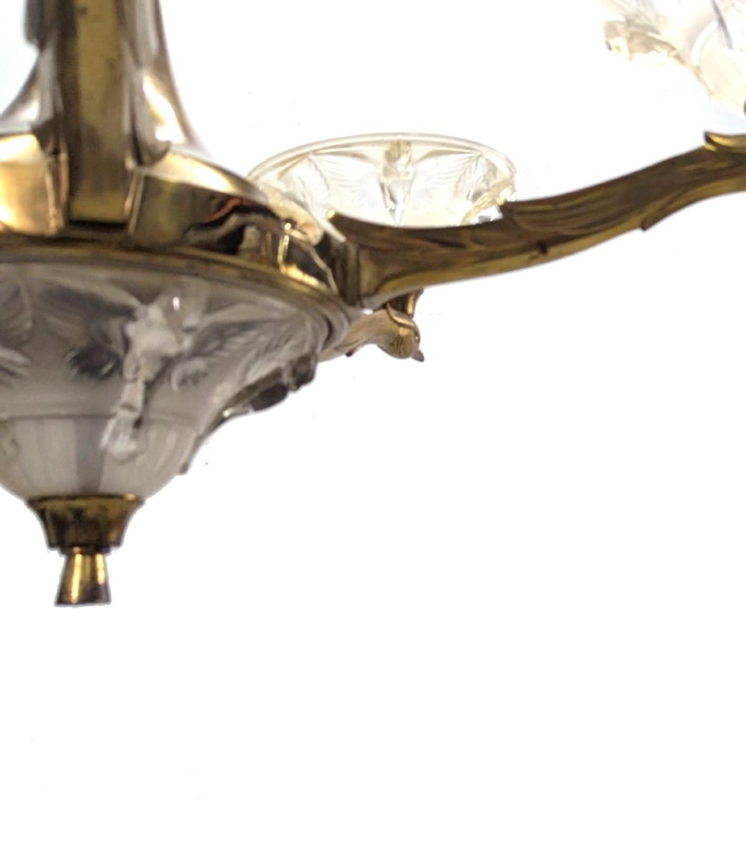 Boris Lacroix Art Deco Molded Glass Chandelier-photo-2