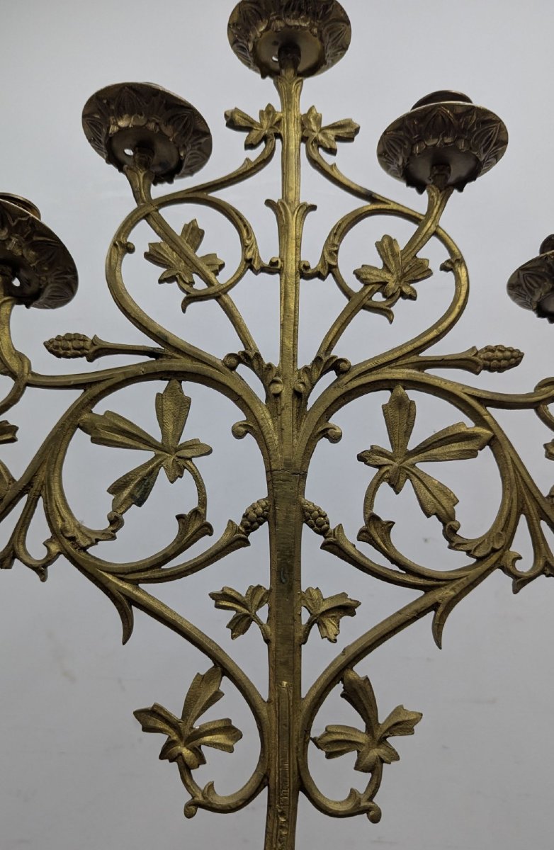 Candélabre d'église en bronze XIXème hauteur 110 cm-photo-4