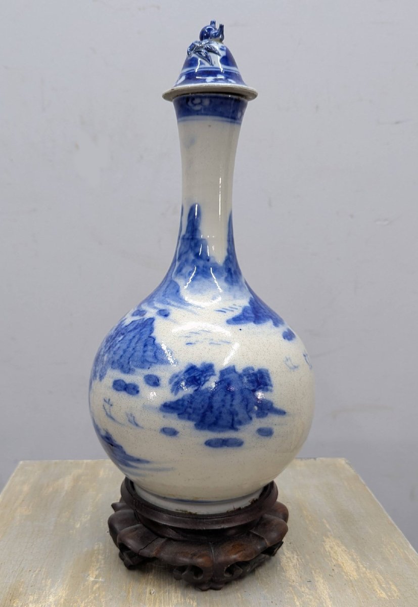 Vase couvert blanc bleu de chine XIXème-photo-2