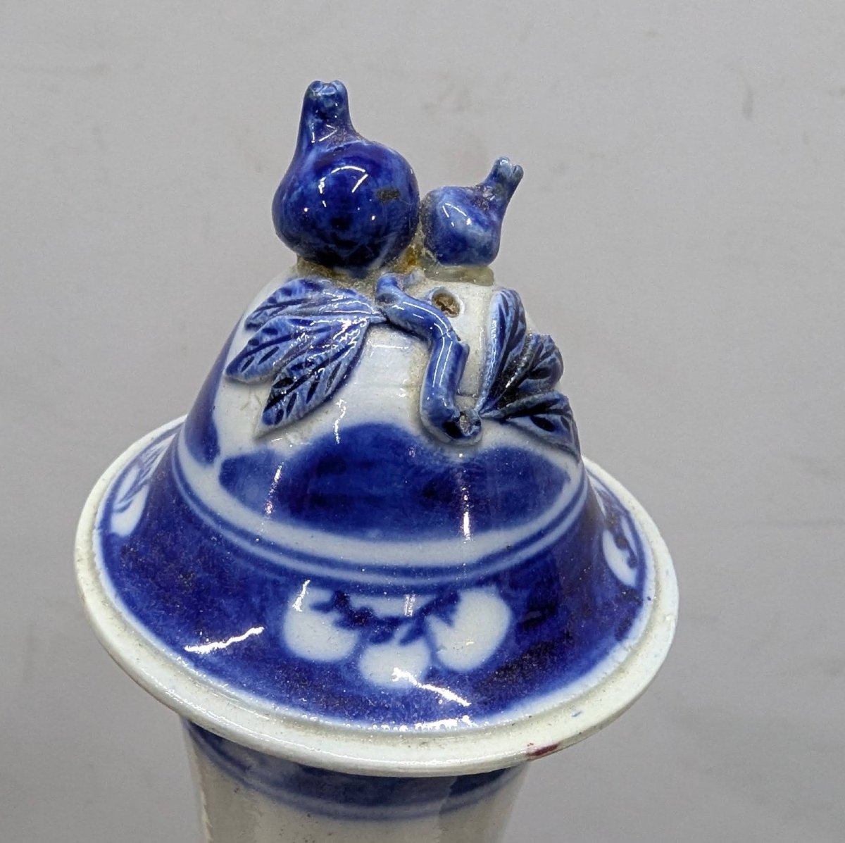 Vase couvert blanc bleu de chine XIXème-photo-5