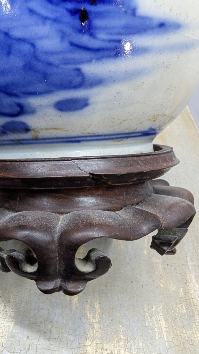 Vase couvert blanc bleu de chine XIXème-photo-7