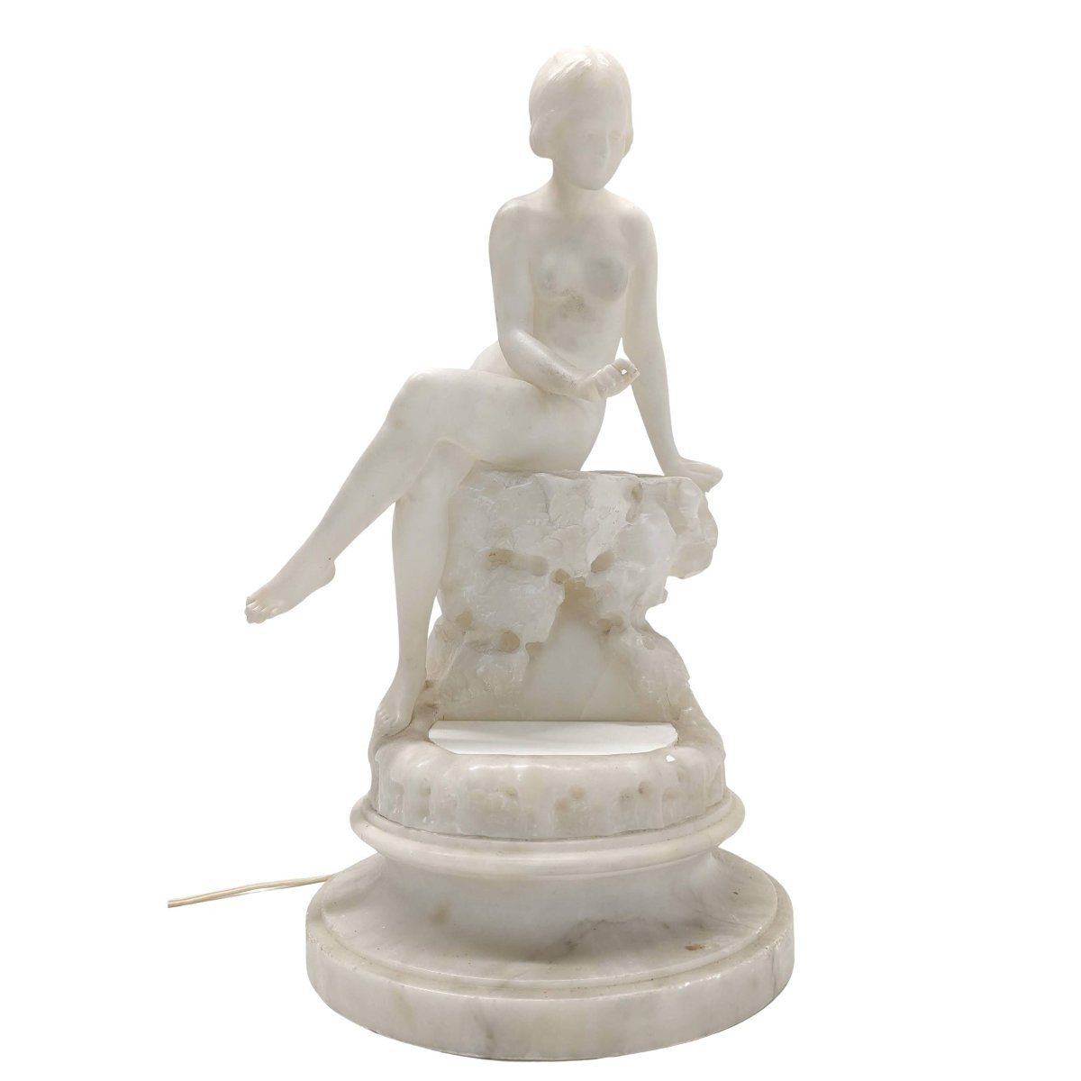 Veilleuse en albâtre Art déco 1930, par Umberto Stiaccini-photo-2