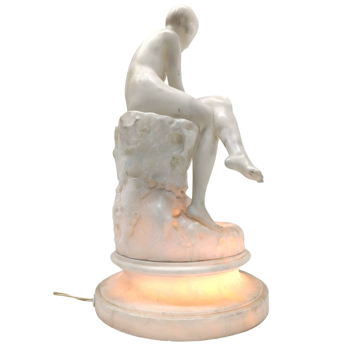 Veilleuse en albâtre Art déco 1930, par Umberto Stiaccini-photo-2