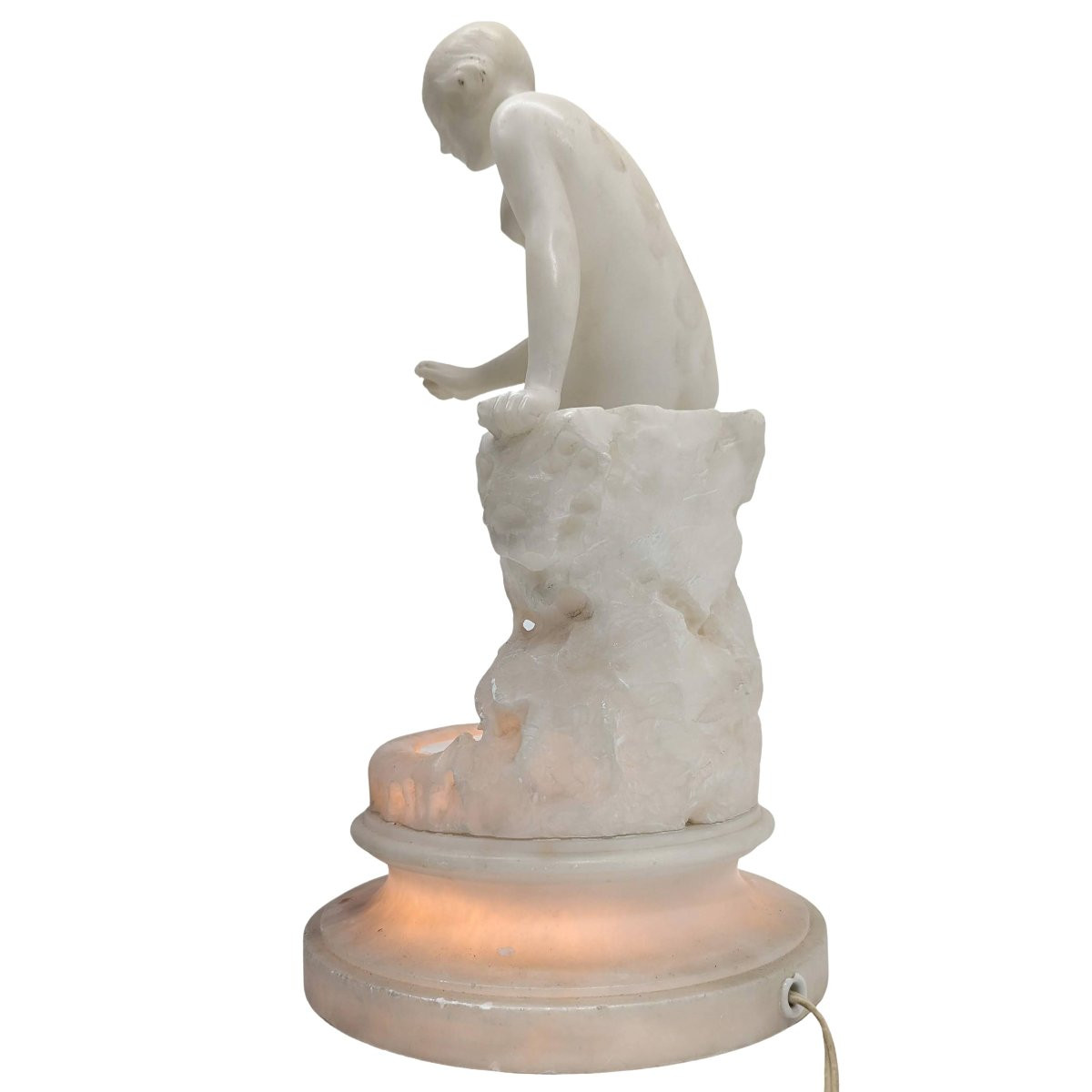 Veilleuse en albâtre Art déco 1930, par Umberto Stiaccini-photo-4