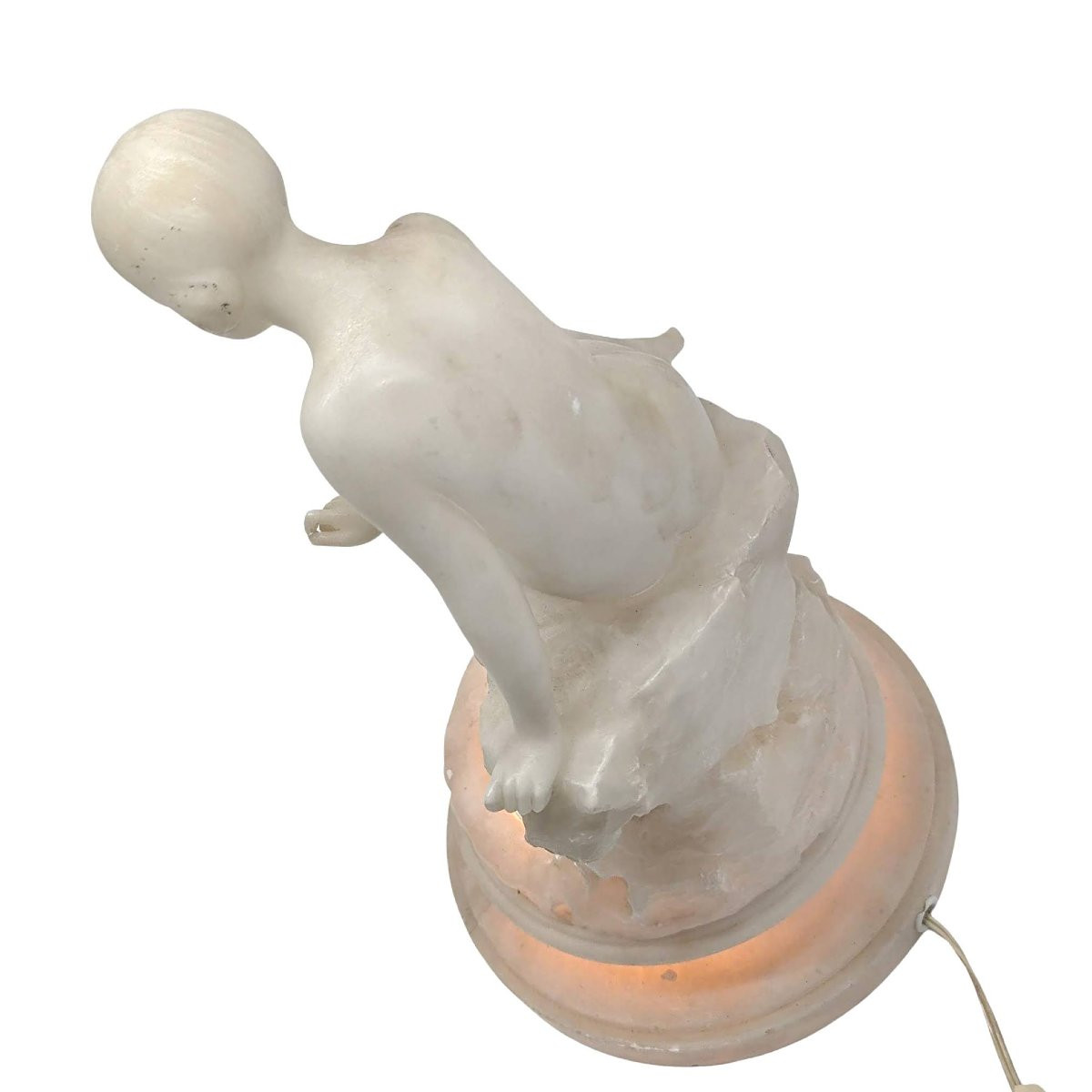 Veilleuse en albâtre Art déco 1930, par Umberto Stiaccini-photo-5
