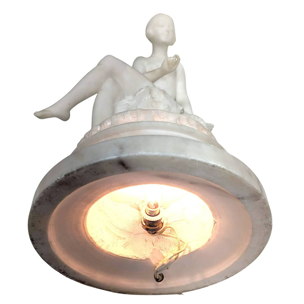 Veilleuse en albâtre Art déco 1930, par Umberto Stiaccini-photo-8