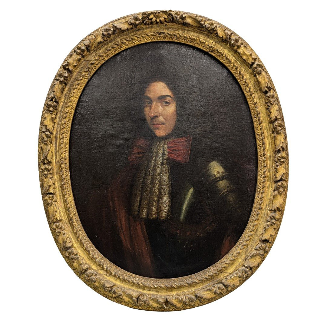 Portrait Of A Gentleman In Armor Oil On Canvas 18th Century-photo-1