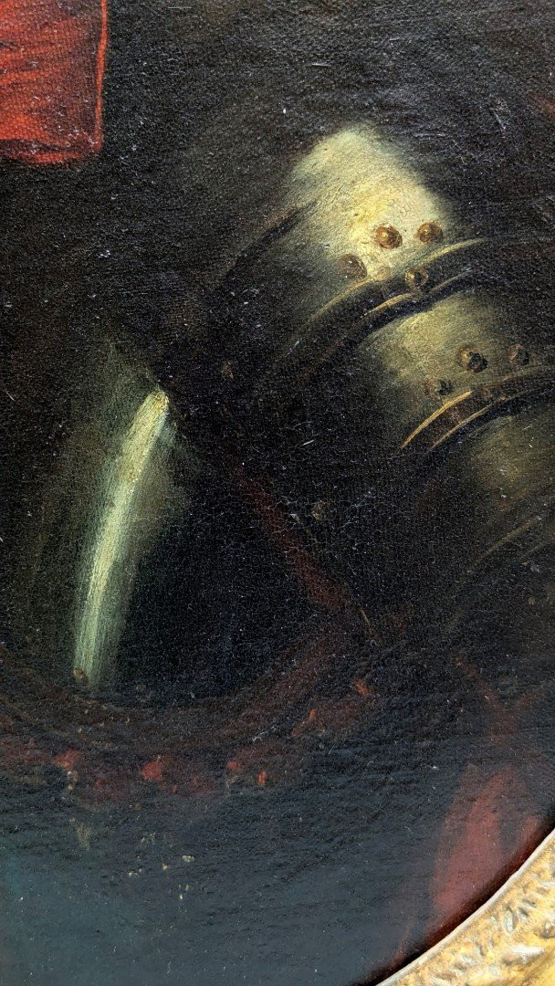 Portrait Of A Gentleman In Armor Oil On Canvas 18th Century-photo-4