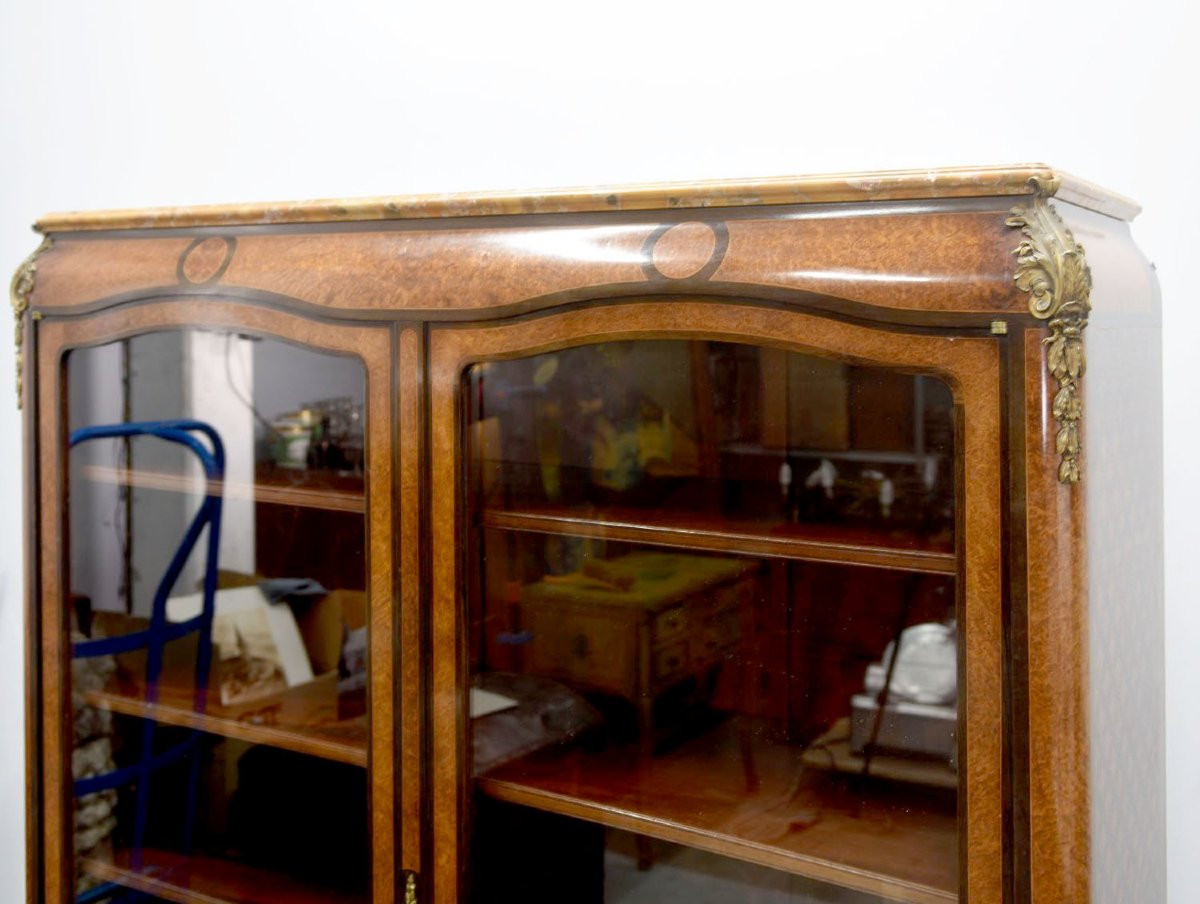 Transition Style Marquetry And Gilt Bronze Bookcase-photo-2
