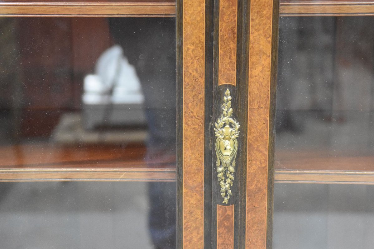 Transition Style Marquetry And Gilt Bronze Bookcase-photo-3